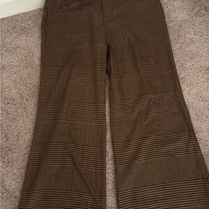 Alice + Olivia Brown Plaid Wide Leg Pants